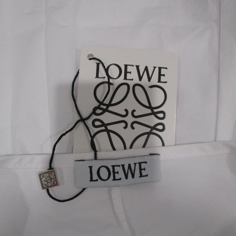 Loewe Gathered Button-embellished Cotton-poplin Mini Shirt Dress - Picture 6 of 7